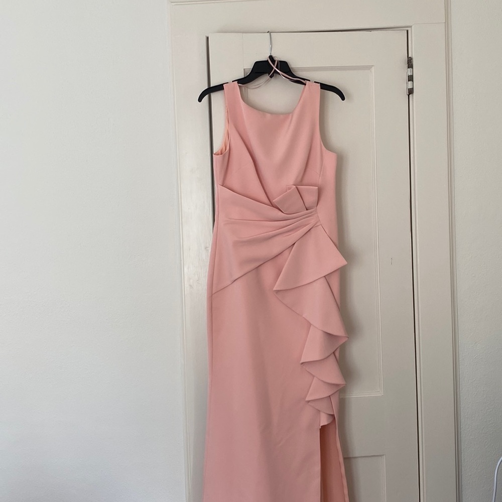 Pretty Eliza J gown, Size 8, light pink color. 55 inches long